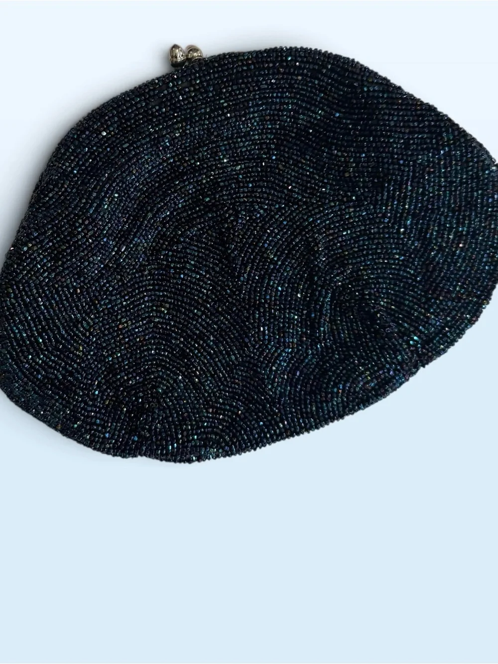 Hand Crafted In Belgium Navy Beaded Evening Clutch